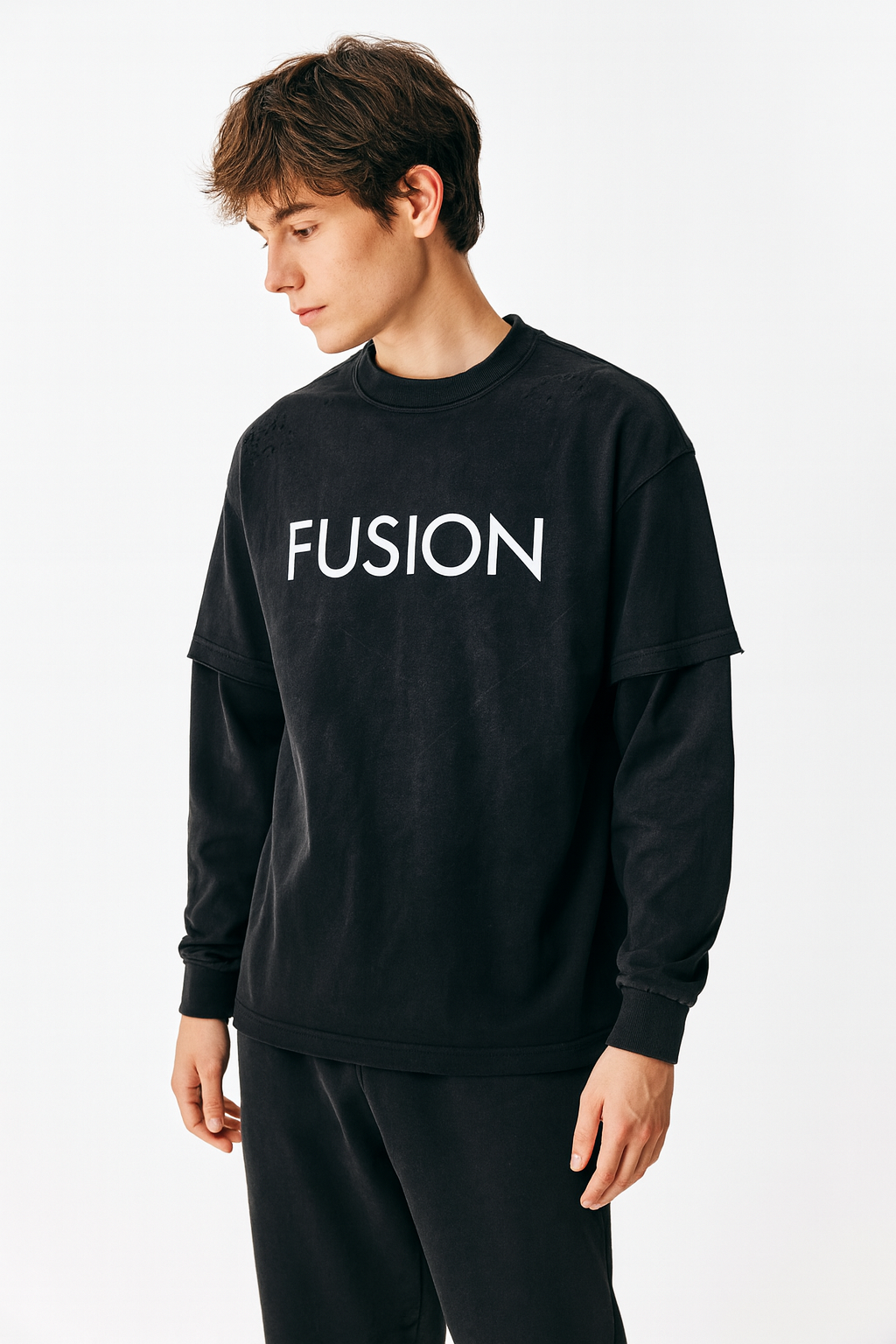 Fusion - Cade Sunfade Hand-Frayed Faux Two-Piece T-Shirt - Image 17