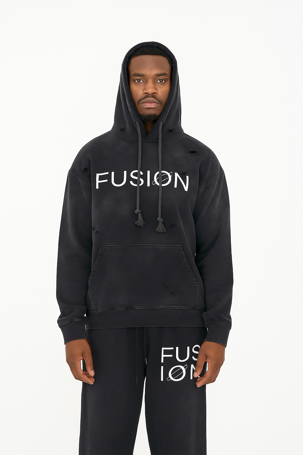 Fusion Heavyweight Pure Cotton Hand-Frayed Monkey Washed Hoodie