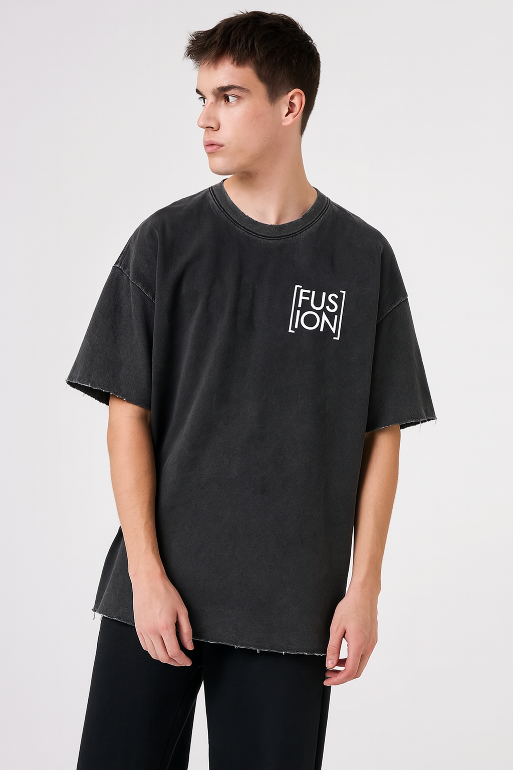 Fusion Vintage Washed Hand-Frayed T-Shirt