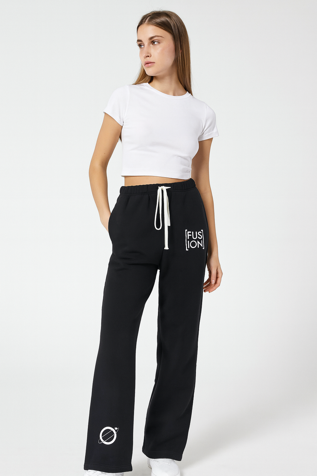 Fusion Streetwear Unisex Solid Color Fleece Straight Leg Pants