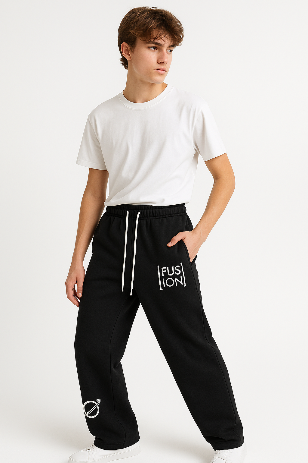 Streetwear Unisex Solid Color Fleece Straight Leg Pants