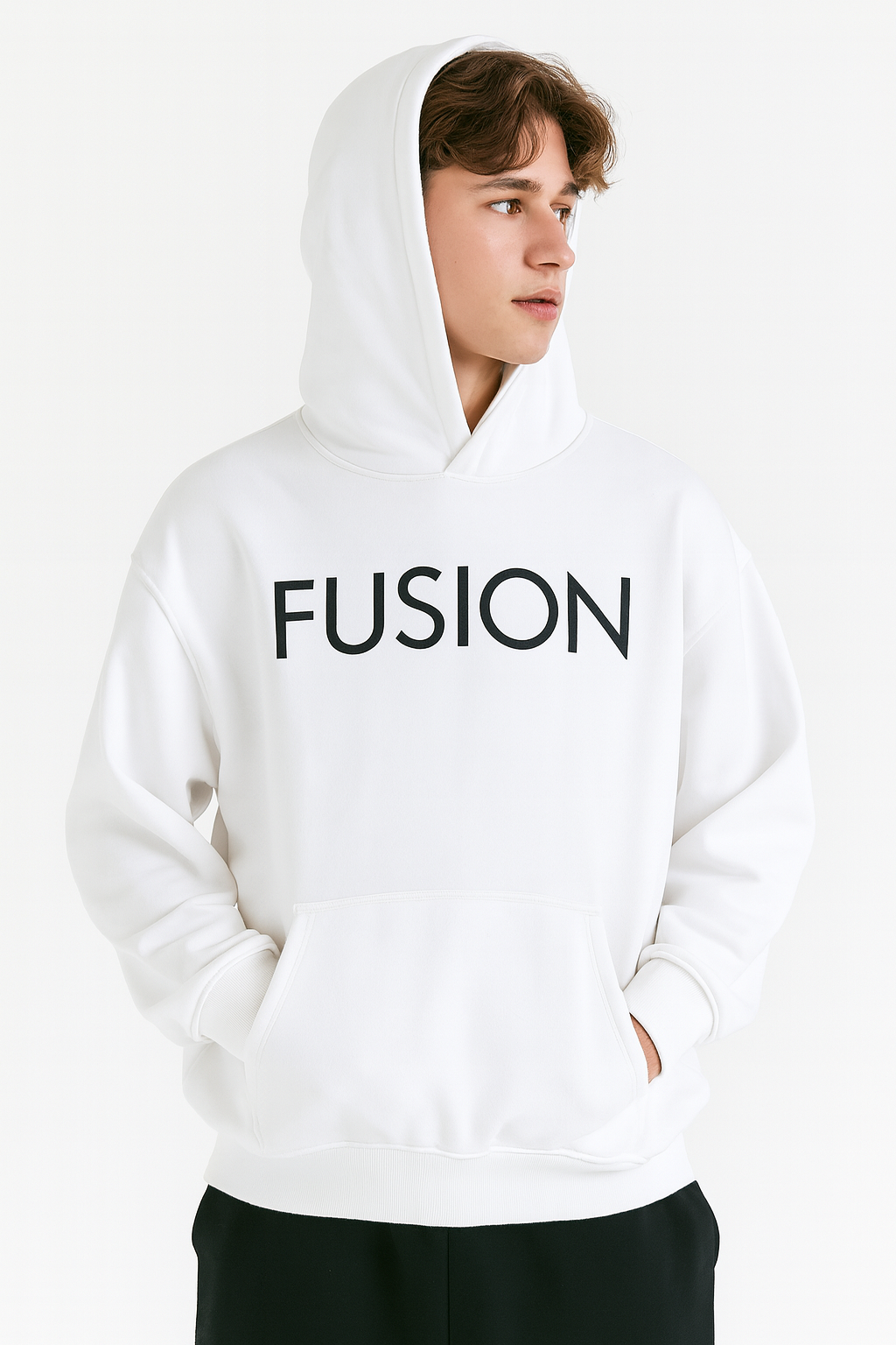 White Fusion - Oversize Fleeced Hoodie