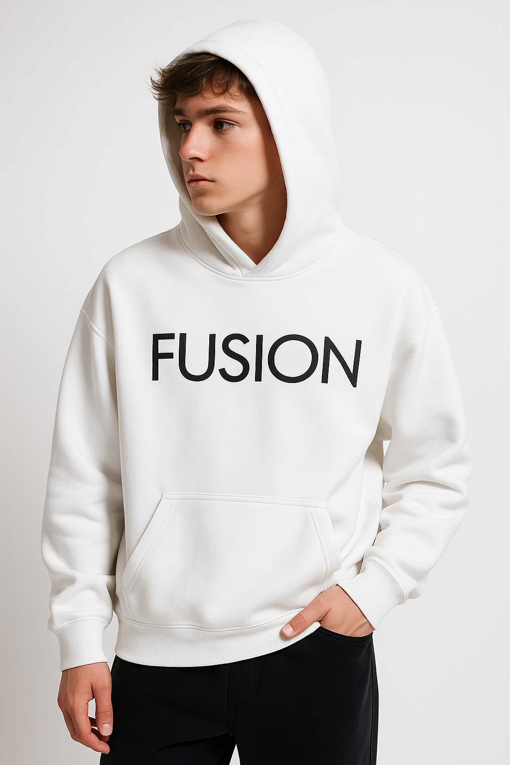 White Fusion - Oversize Fleeced Hoodie - Image 2