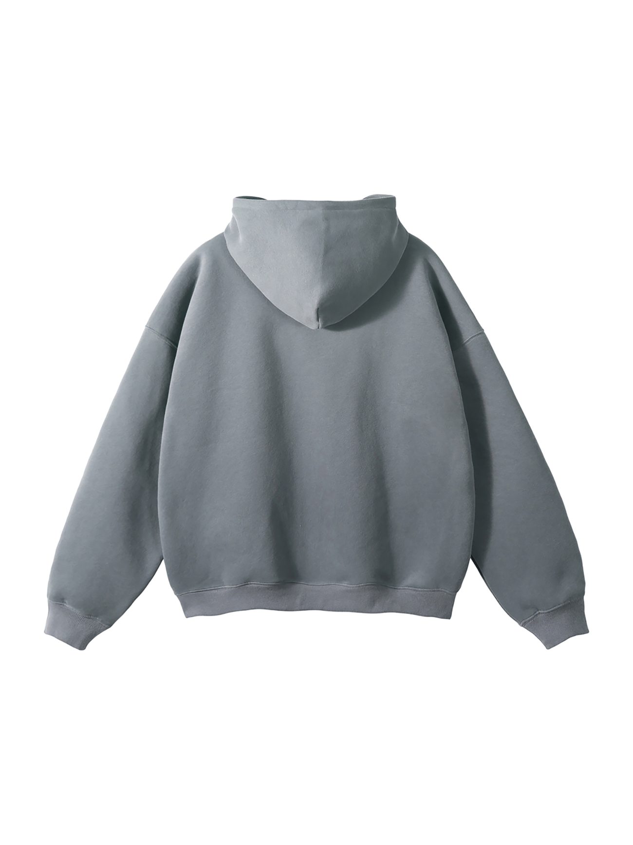 The Light Fusion - Oversize Fleeced Hoodie is shown flat with its back up, highlighting a large hood, long sleeves, and ribbed cuffs and hem—perfect for those seeking affordable luxury and everyday comfort.