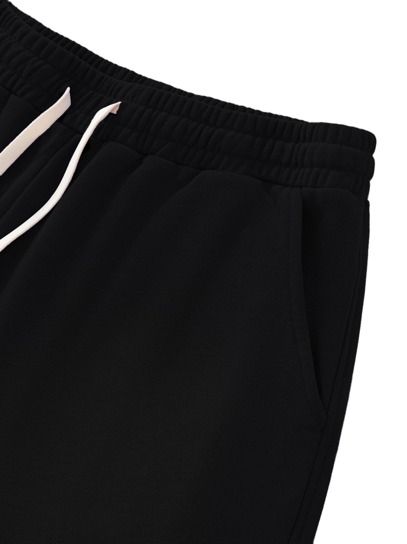 Close-up of Sun Fade Raw Edge Cotton Shorts with elastic waistband, white drawstring, and side pocket against a plain white background—an essential from our Affordable Luxury Clothing collection.