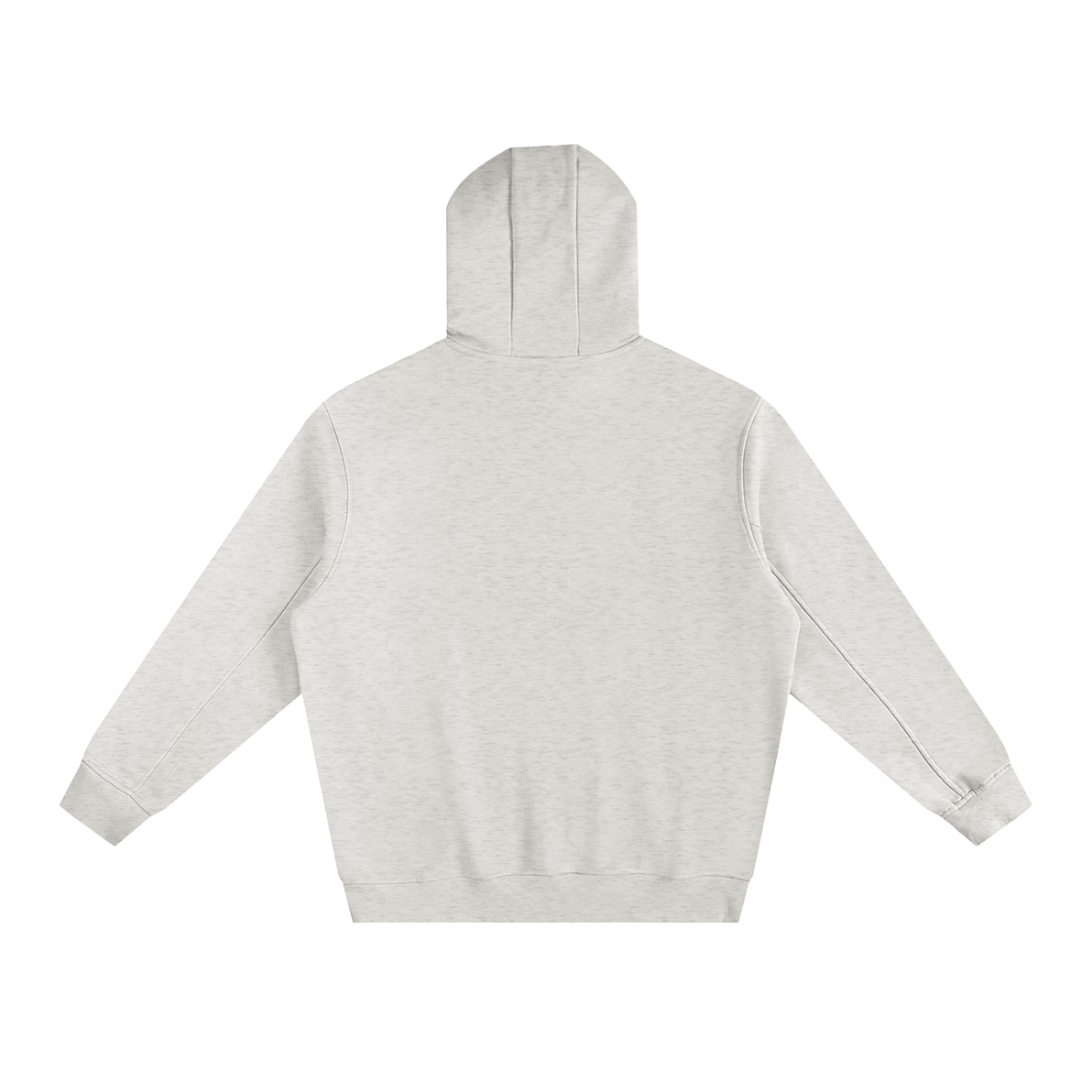 Back view of the Fleeced High Neck Hoodie in light gray, featuring long sleeves, ribbed cuffs and hem, shown on a plain white background. Enjoy affordable luxury in this simple, design-free style.