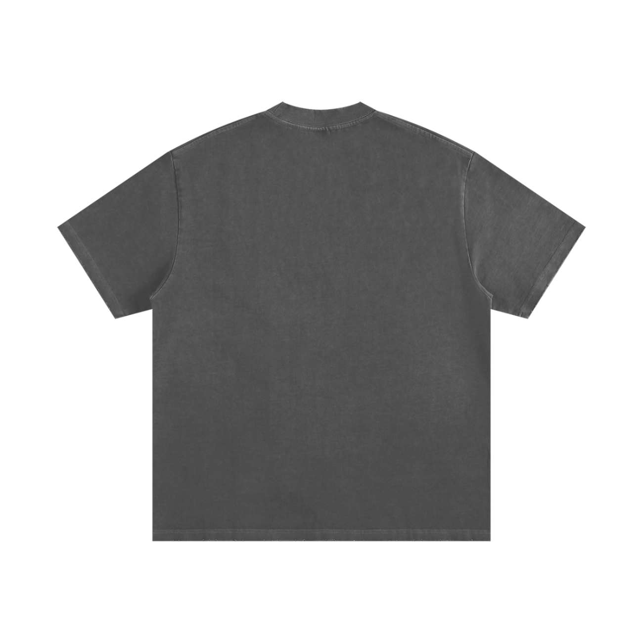 The Toile De Jouy Heavyweight Vintage Washed Frayed T-Shirt is shown from the back in dark gray against a white background—an essential piece blending vintage style with affordable luxury.