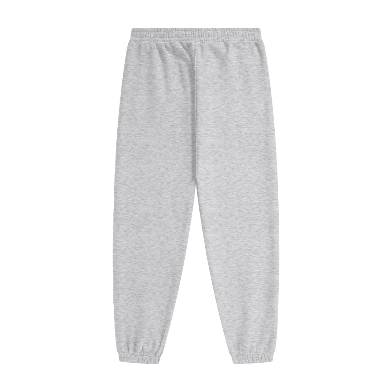 The Streetwear Unisex Fleece Joggers in light gray feature an elastic waistband and ankle cuffs—ideal for those wanting affordable luxury clothing with everyday comfort.