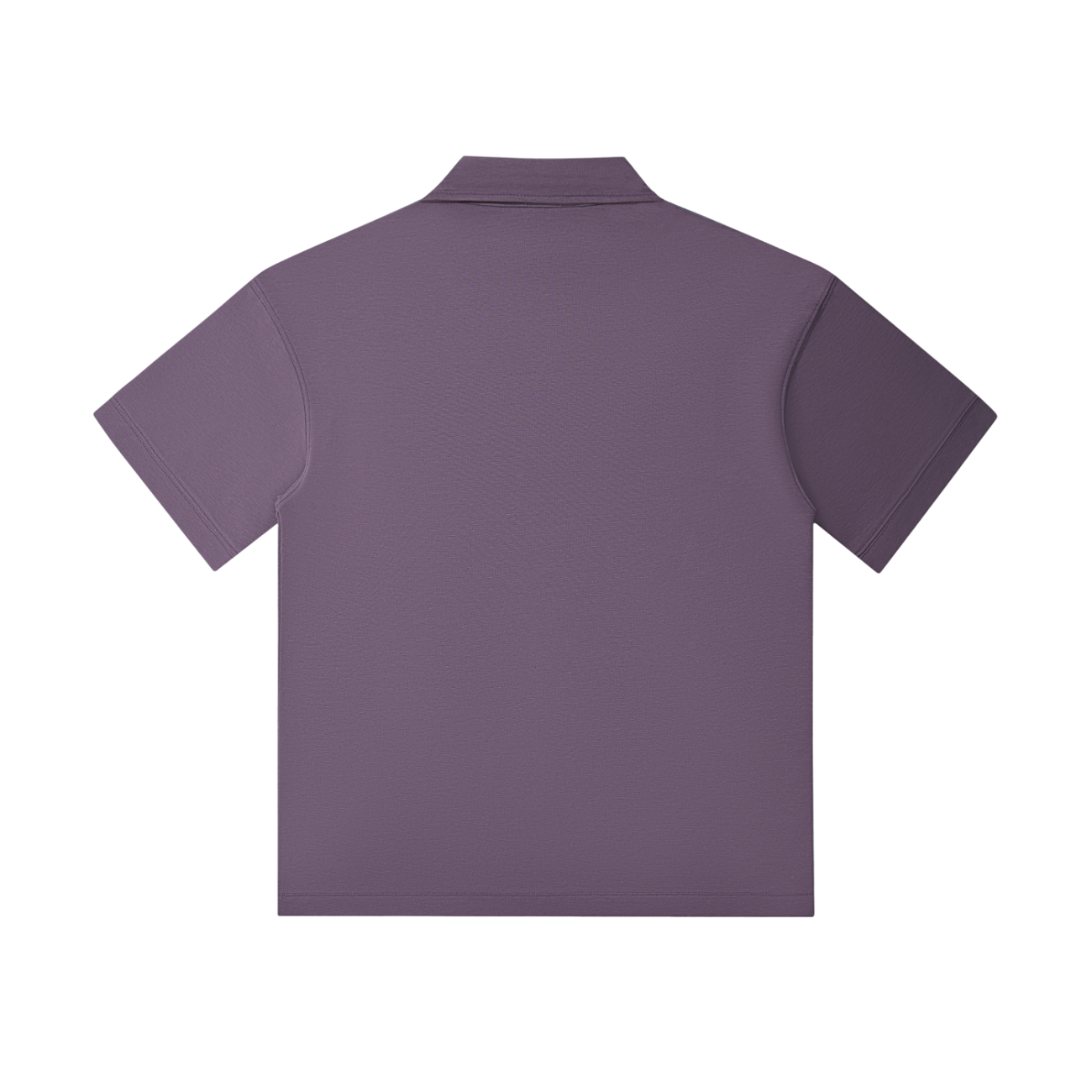 The Drop Shoulder Short-Sleeve Polo, shown from the back in muted purple against a white background, offers an affordable touch of luxury for your wardrobe.