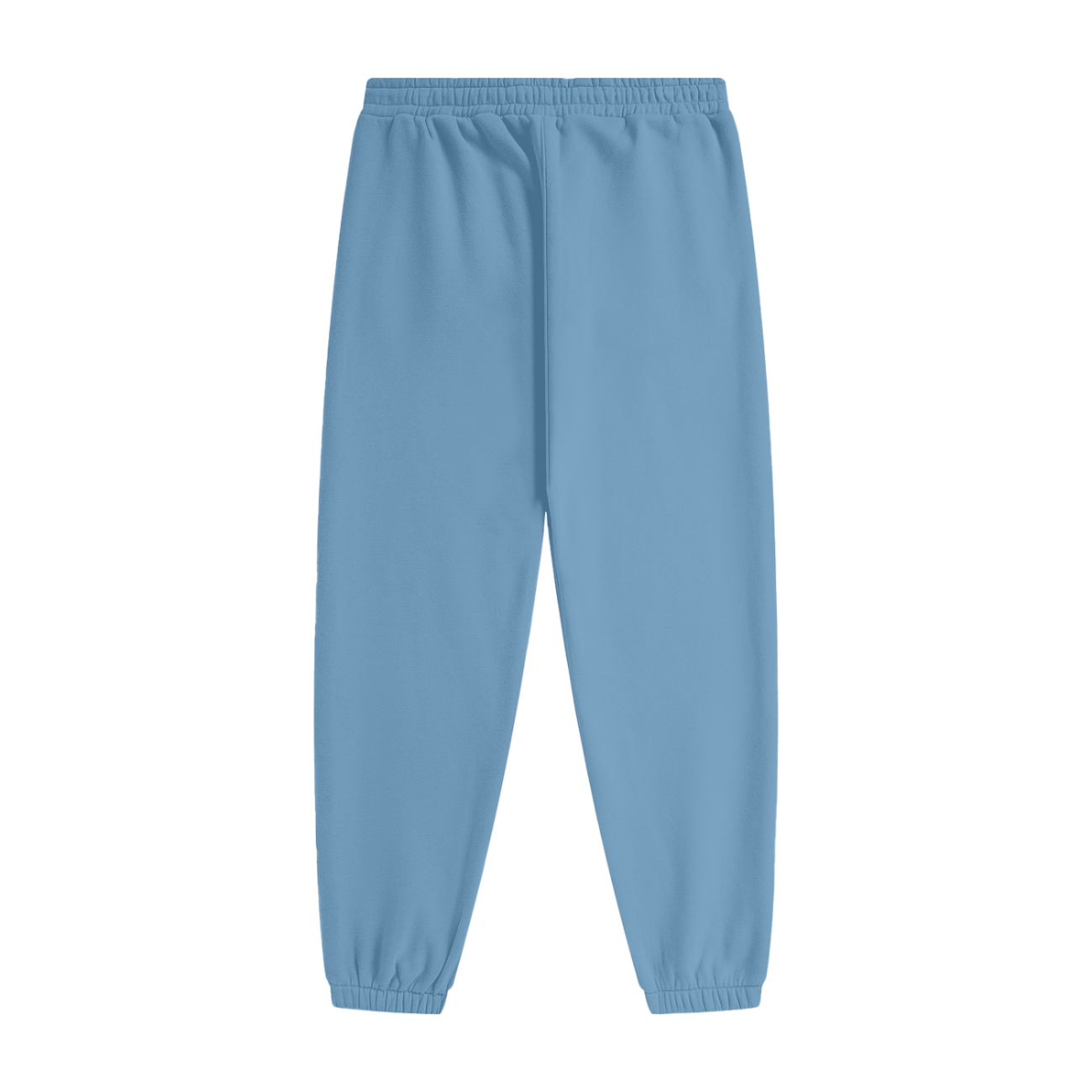 Streetwear Unisex Fleece Joggers in light blue feature an elastic waistband and ankle cuffs, shown flat on a white background—ideal for those wanting affordable luxury and everyday comfort.