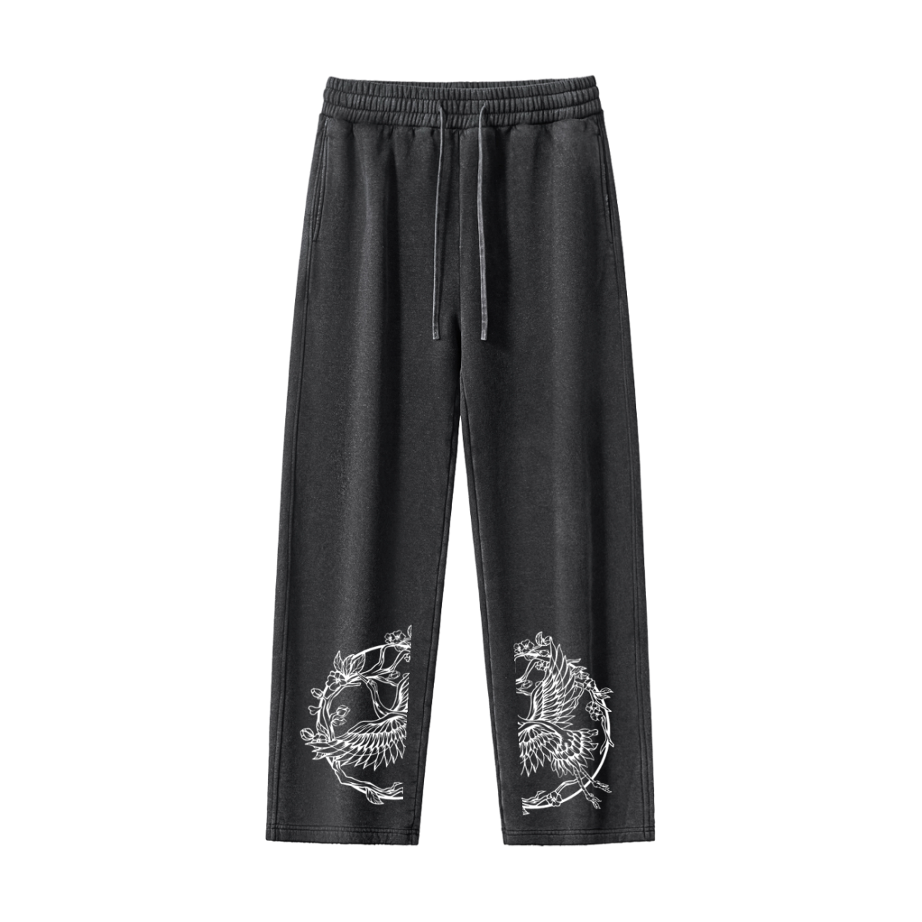 Track Suits for Men Joggers Frayed Enzyme Washed Fleece Sweatpants - Image 3