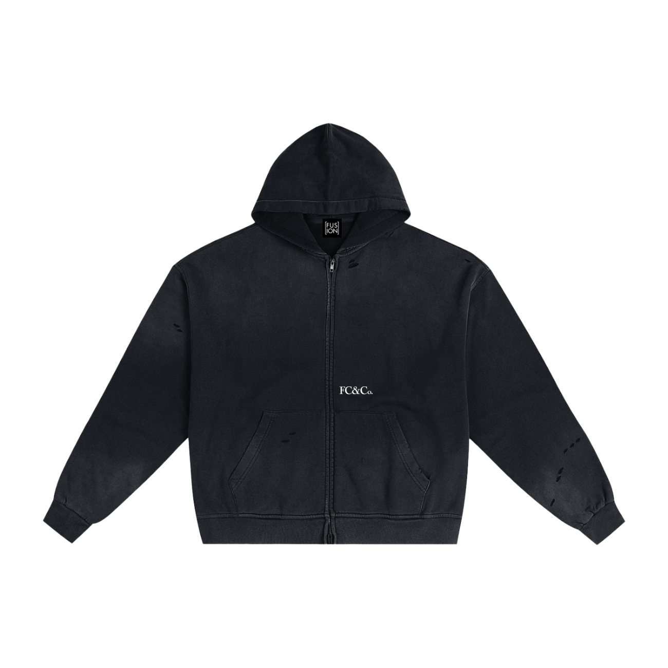 Hand-Frayed Sunfade Zip Hoodie - Image 2