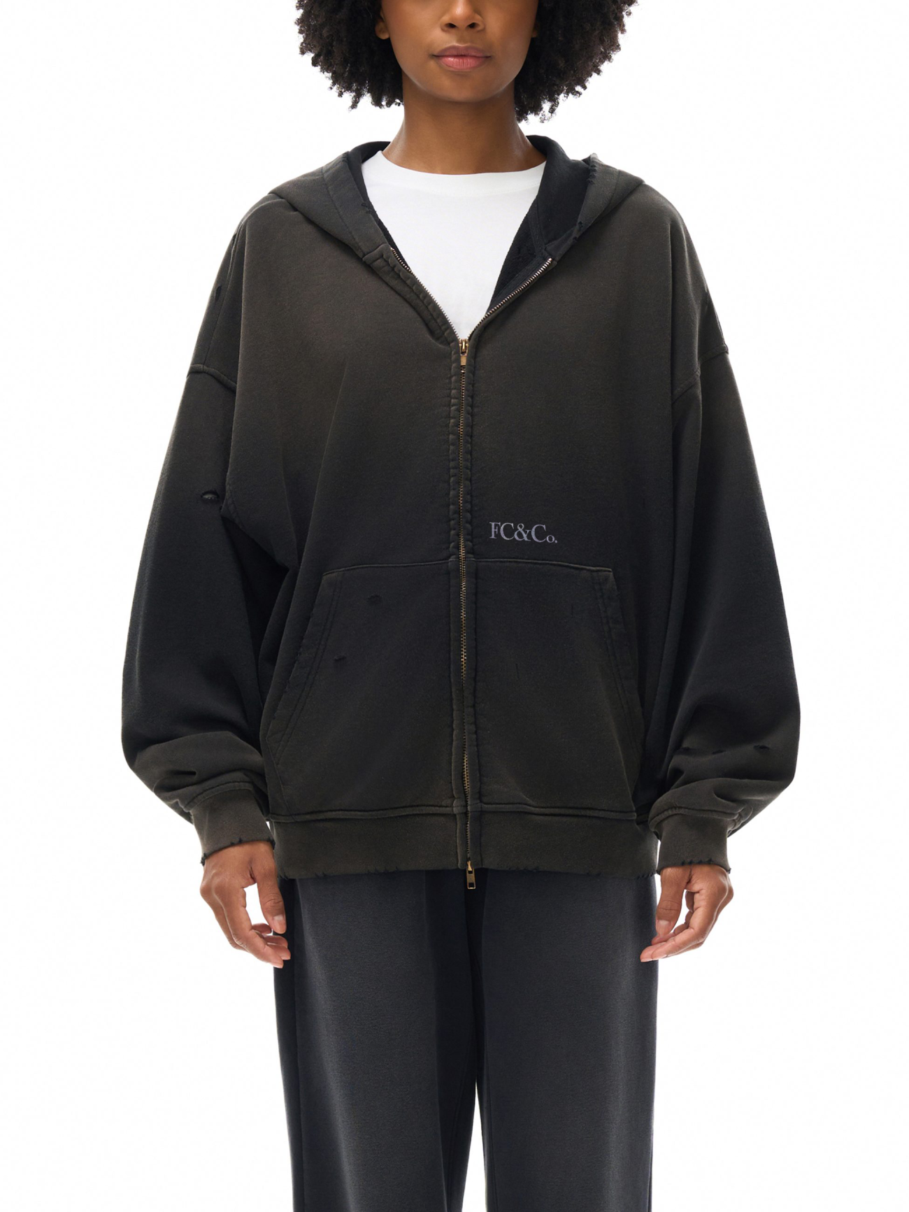 Hand-Frayed Sunfade Zip Hoodie - Image 11