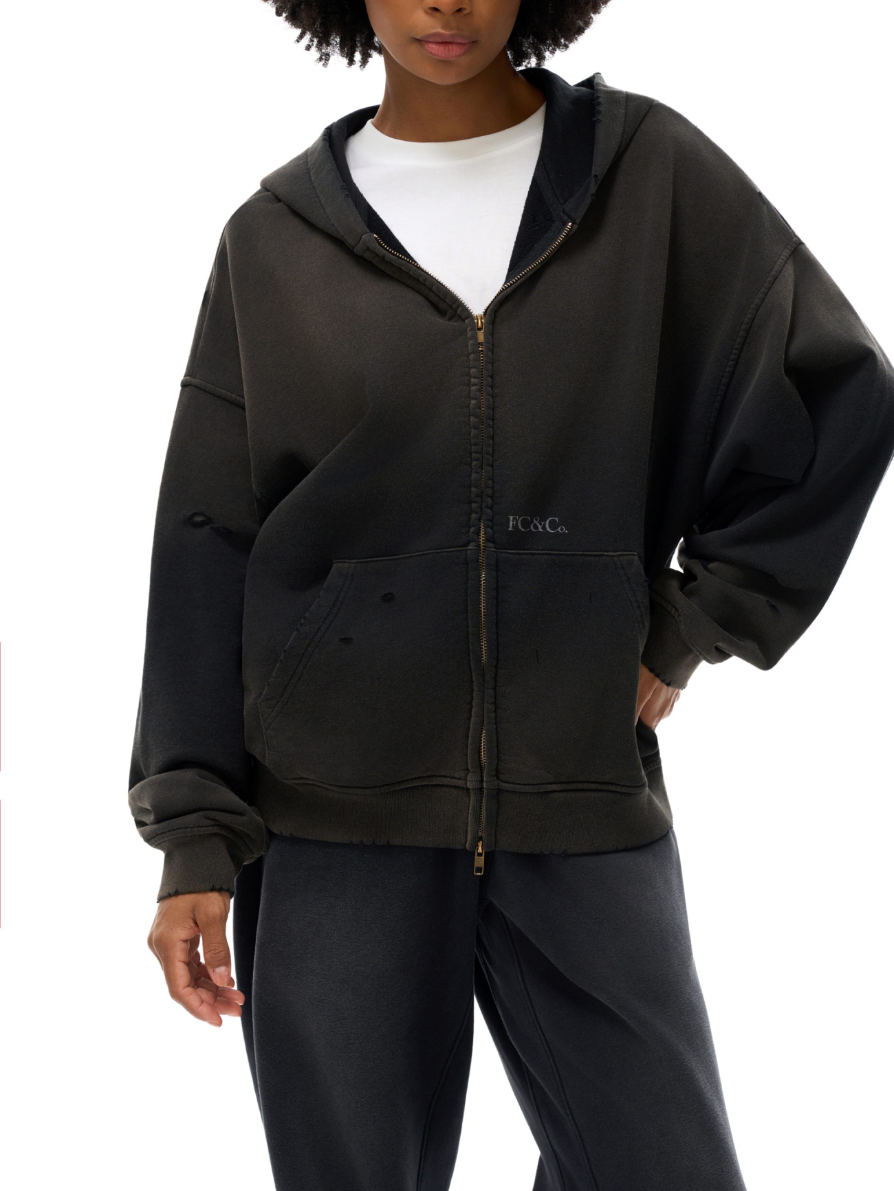 Hand-Frayed Sunfade Zip Hoodie - Image 13