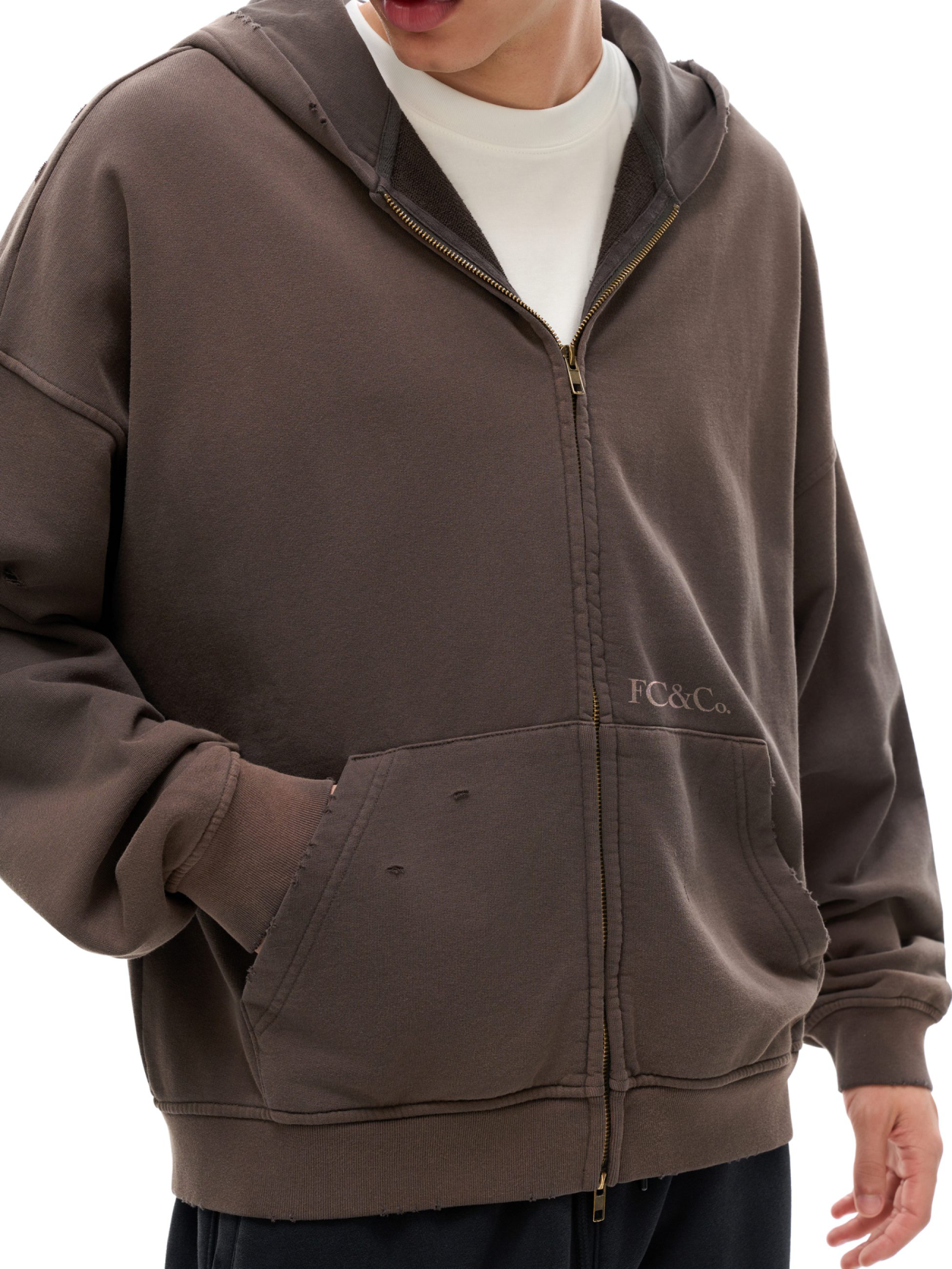 Hand-Frayed Sunfade Zip Hoodie - Image 12
