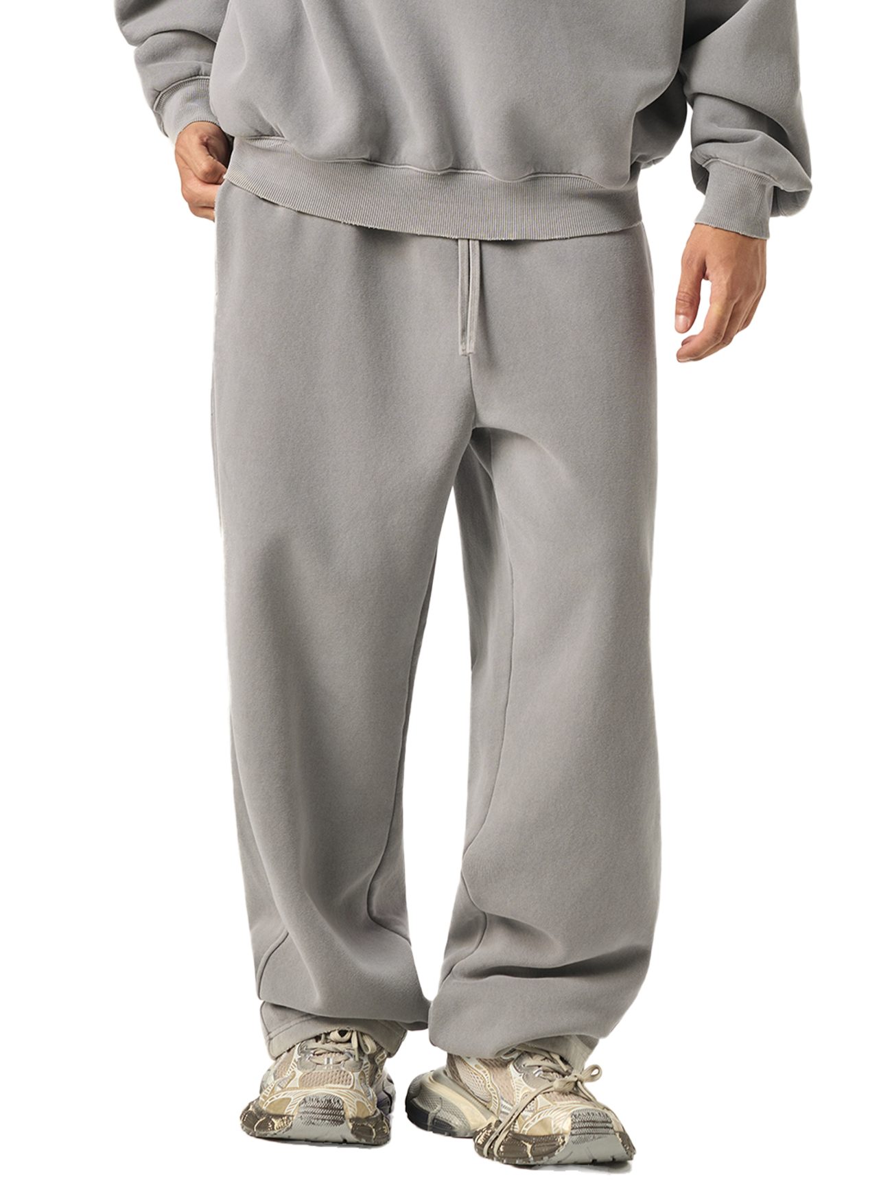 Track Suits for Men Joggers Frayed Enzyme Washed Fleece Sweatpants - Image 13