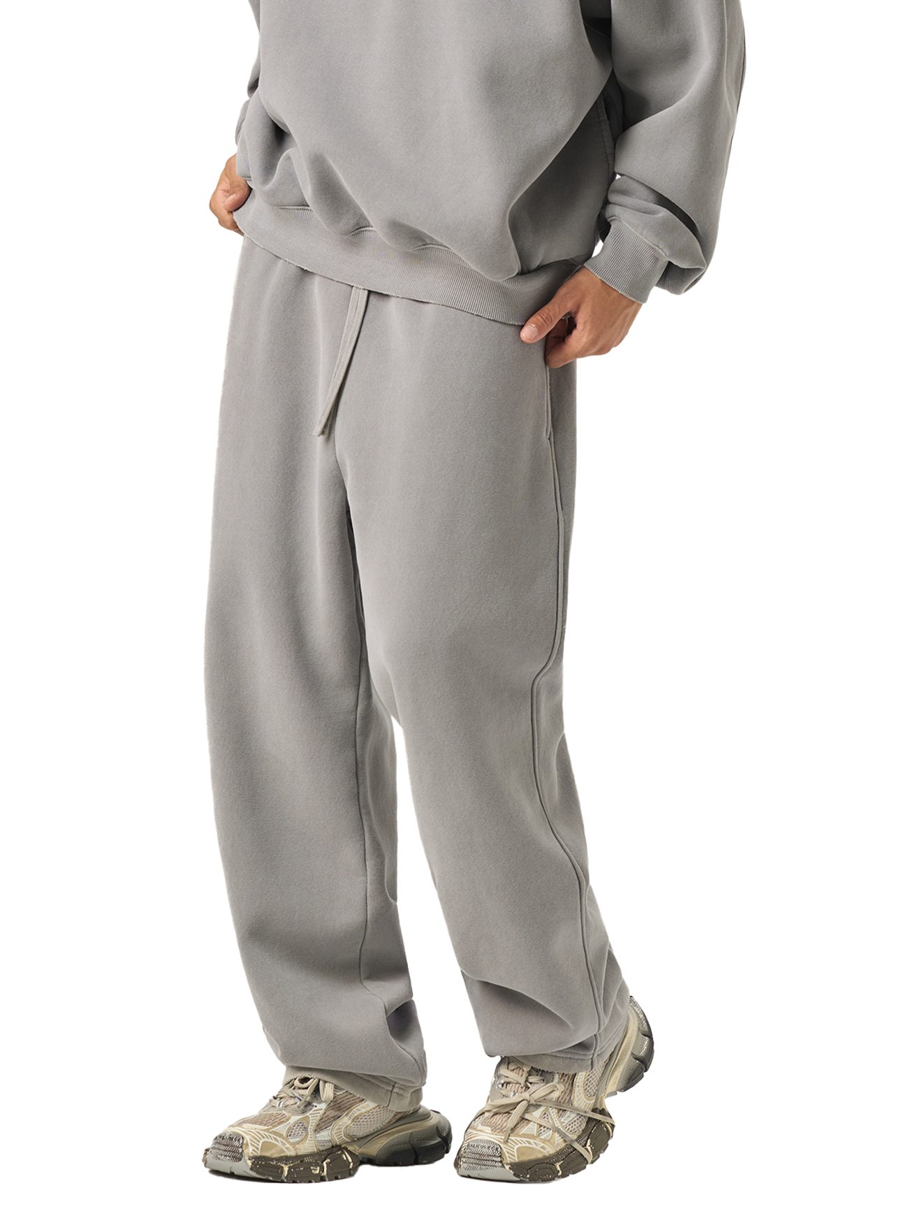 Track Suits for Men Joggers Frayed Enzyme Washed Fleece Sweatpants - Image 14