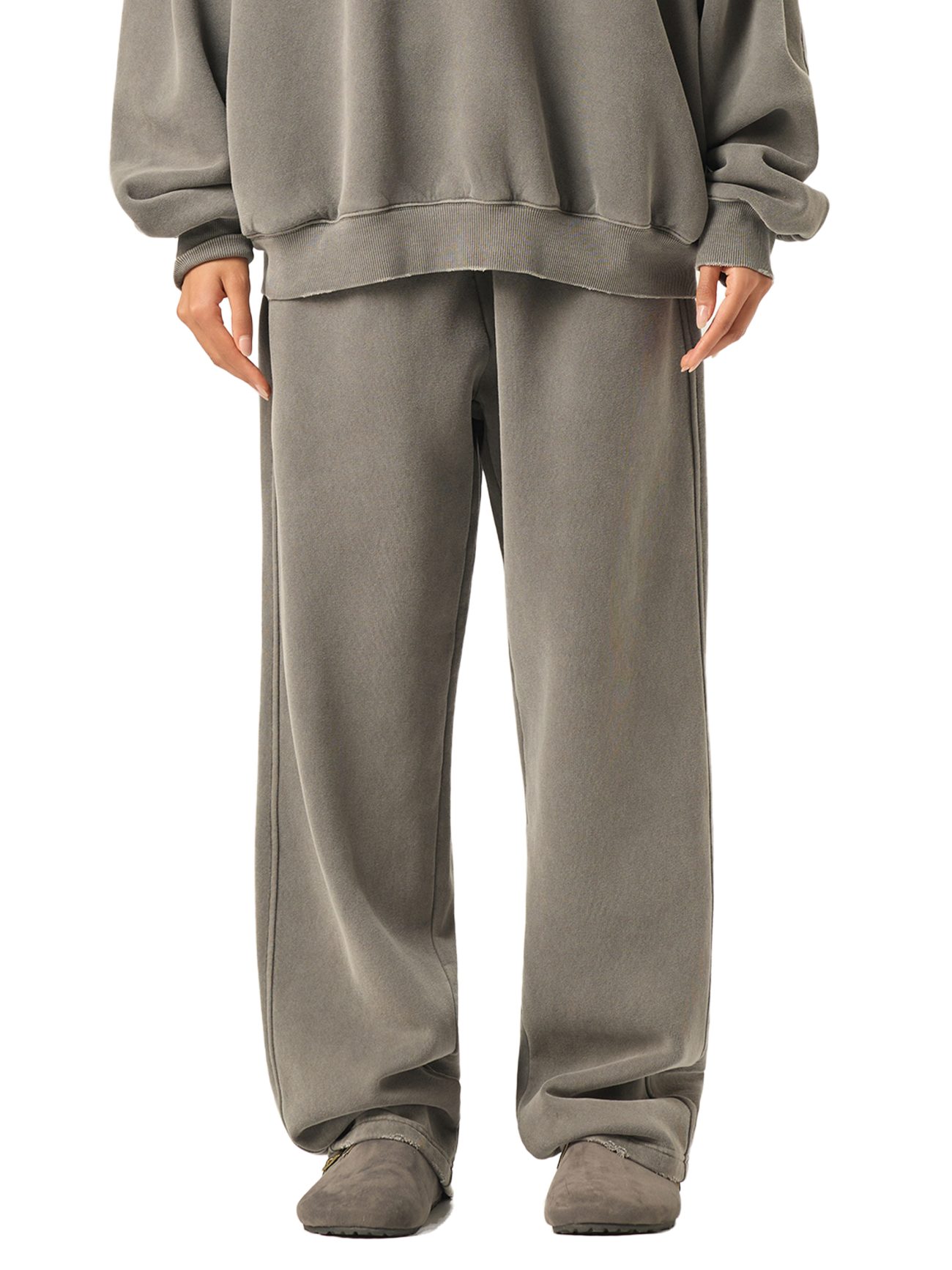 Track Suits for Men Joggers Frayed Enzyme Washed Fleece Sweatpants - Image 16