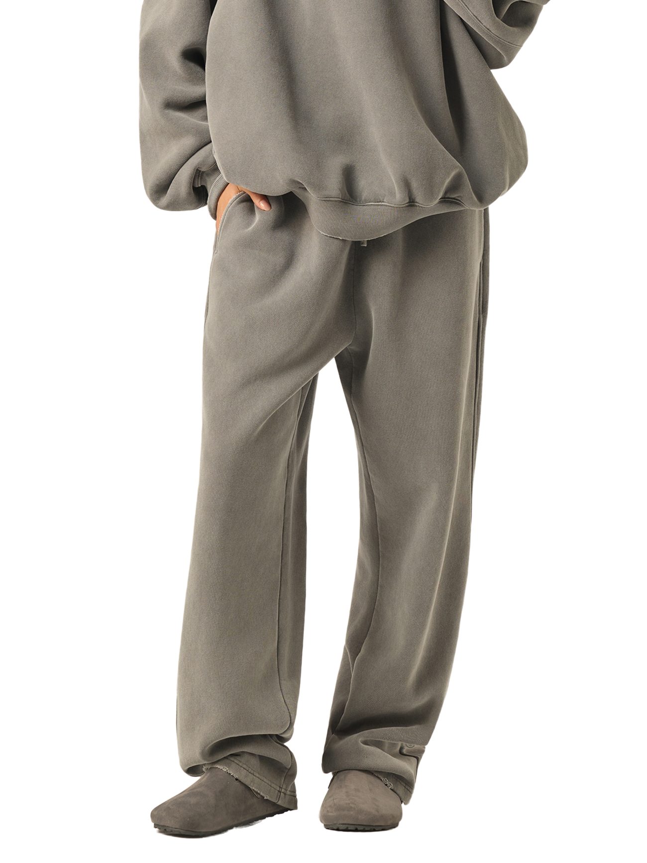 Track Suits for Men Joggers Frayed Enzyme Washed Fleece Sweatpants - Image 19
