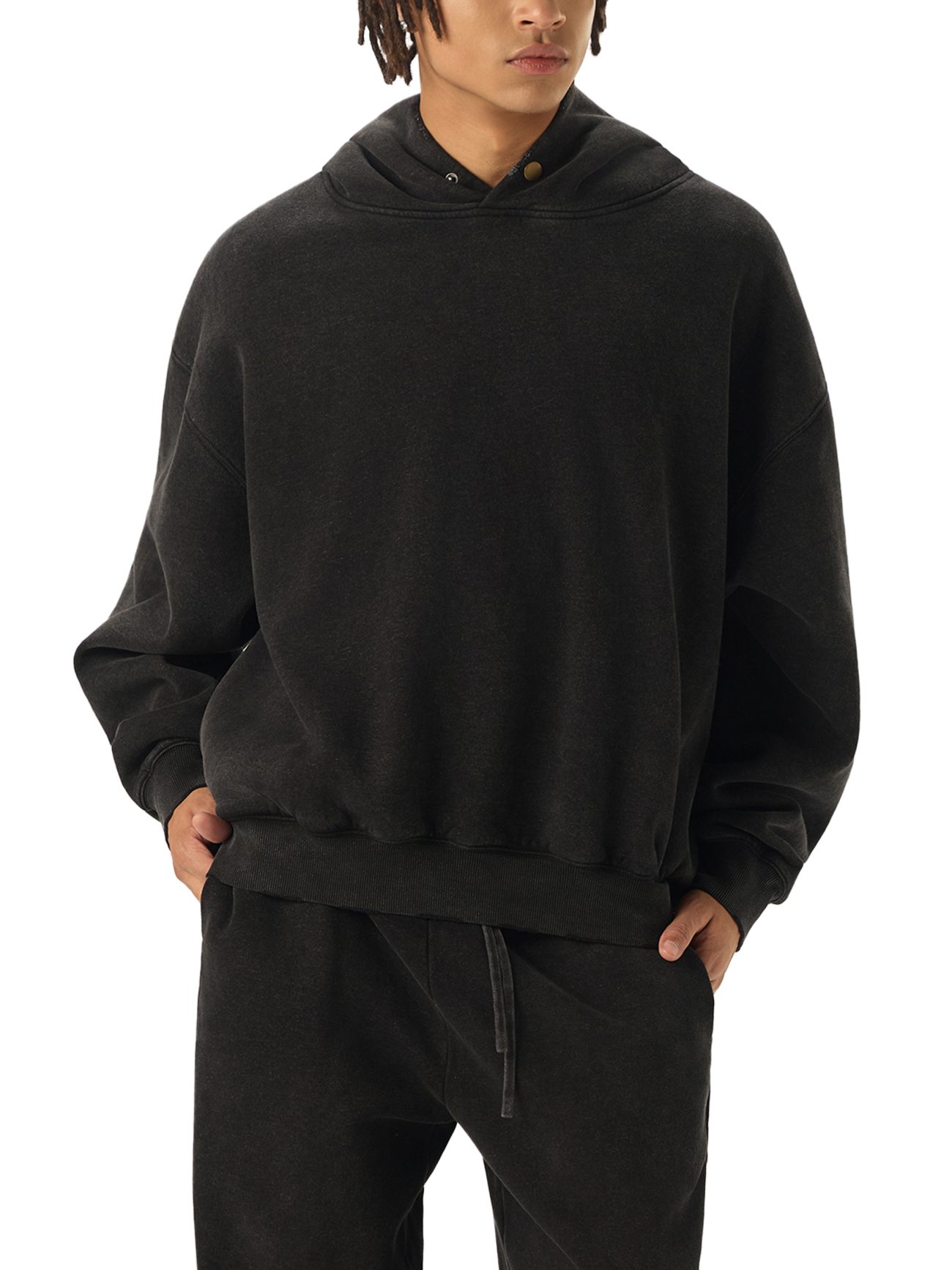 Track Suits for Men Hoodie - Frayed Enzyme Washed Fleece - Image 12